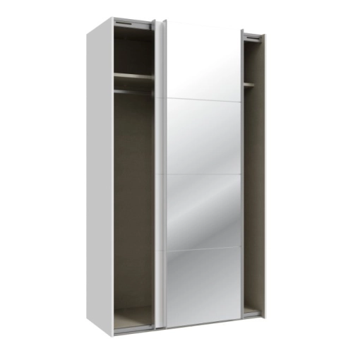 Szafa ubraniowa z lustrem 120 cm Kolor Biały / Biały połysk